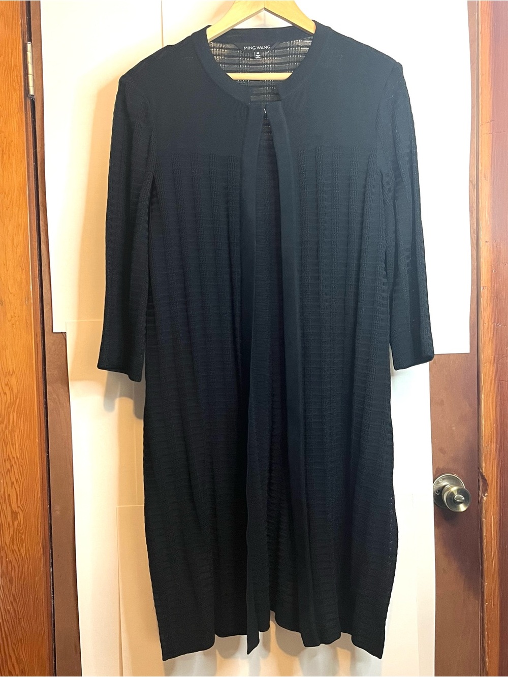 Ming Wang Women’s Size M Black Acrylic Blend Knit Duster Cardigan